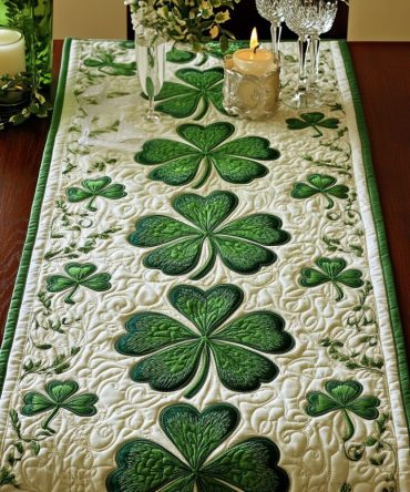Emerald Glow Quilted Table Runner