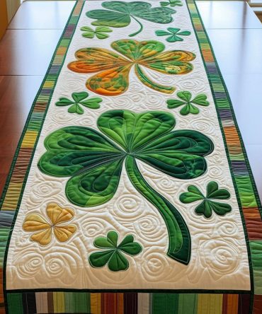 Emerald Leprechaun Charm Quilted Table Runner