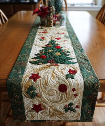 Emerald Pines Quilted Table Runner
