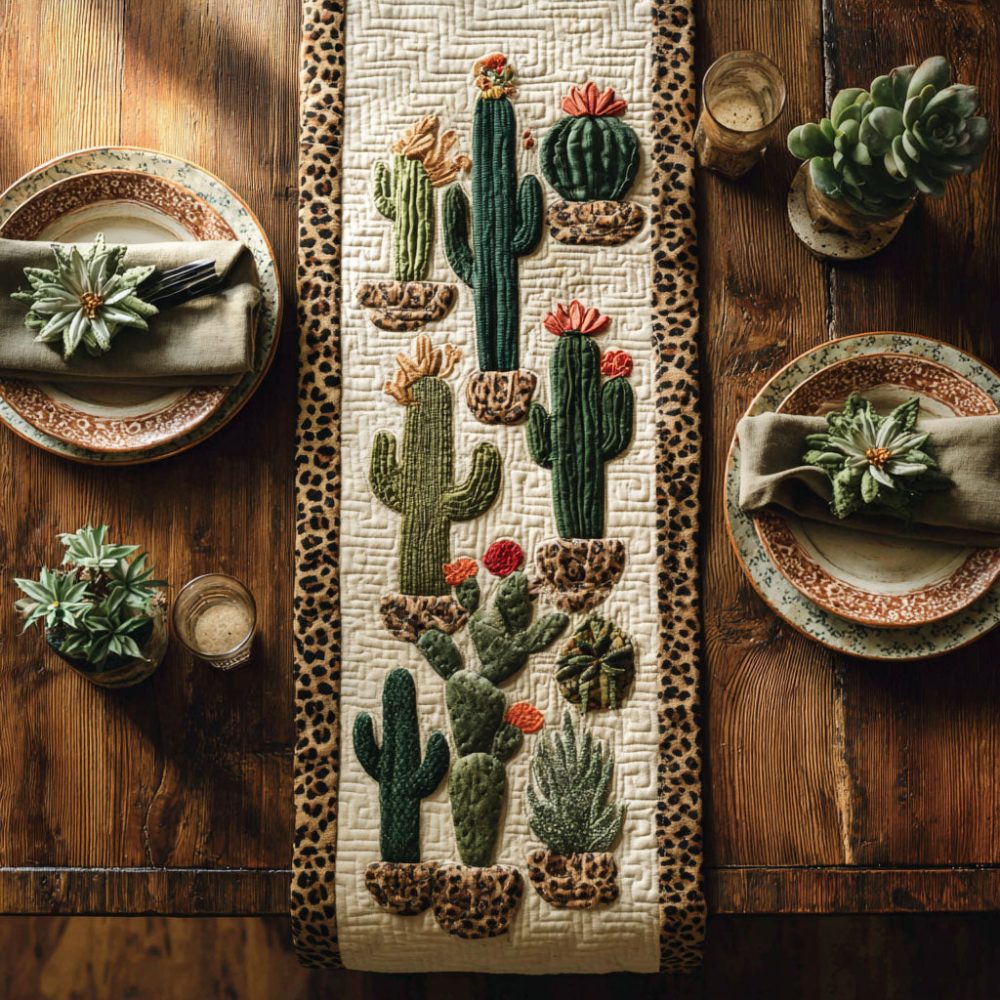 Emerald Spines Quilted Table Runner