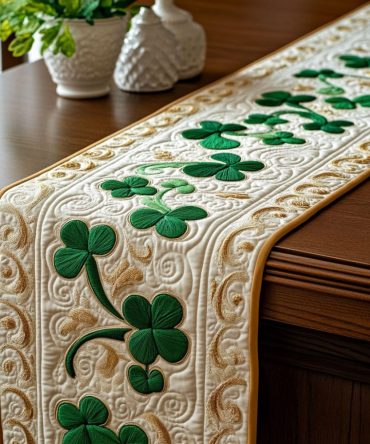 Emerald Whimsy Quilted Table Runner