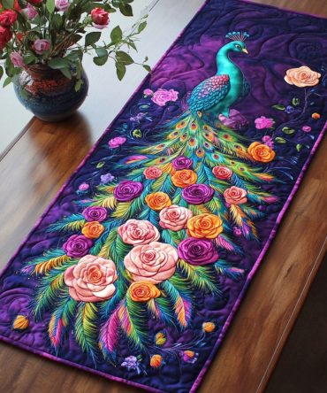 Enchanted Feathers Quilted Table Runner
