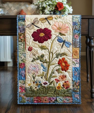 Enchanted Floral Flight Quilted Table Runner