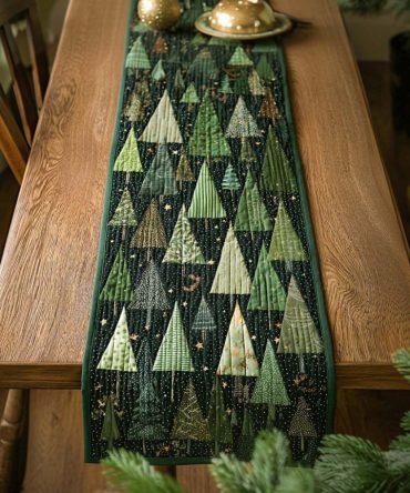 Enchanted Forest Trees Quilted Table Runner