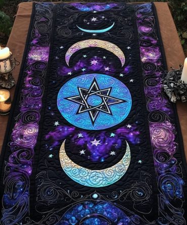 Enchanted Lunar Star Quilted Table Runner