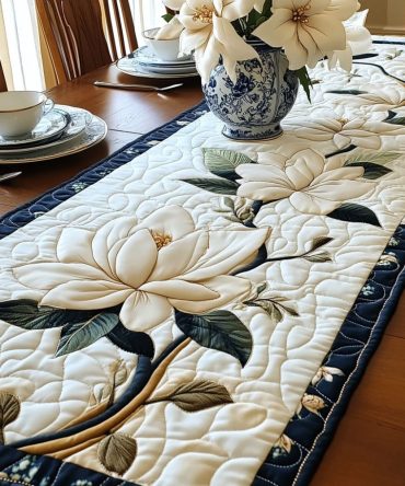 Enchanted Magnolia Quilted Table Runner