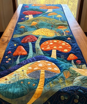 Enchanted Mushroom Quilted Table Runner