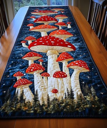 Enchanted Mushrooms Quilted Table Runner