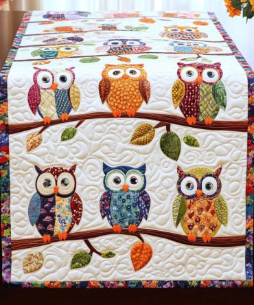 Enchanted Owl Tree Quilted Table Runner