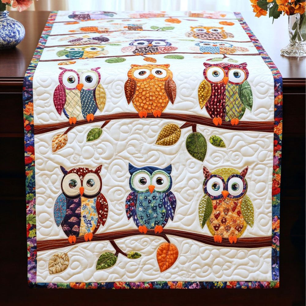 Enchanted Owl Tree Quilted Table Runner