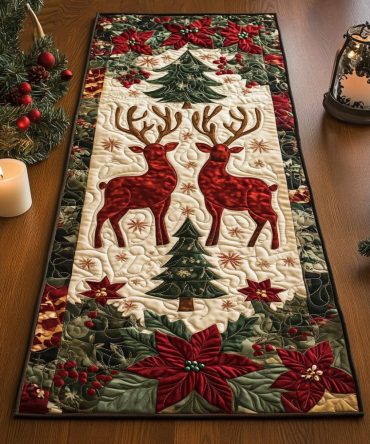Enchanted Reindeer Quilted Table Runner