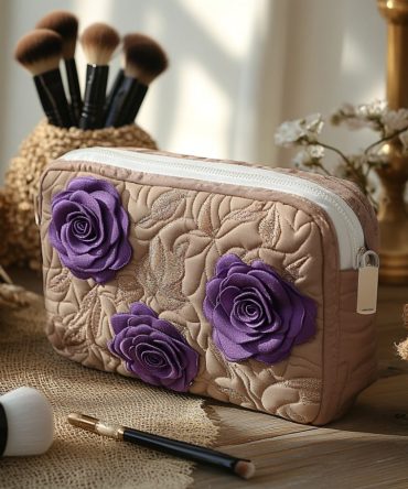 Enchanted Rose Quilted Makeup Bag