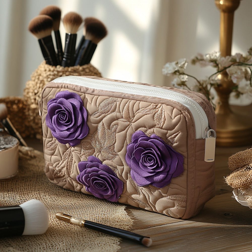 Enchanted Rose Quilted Makeup Bag