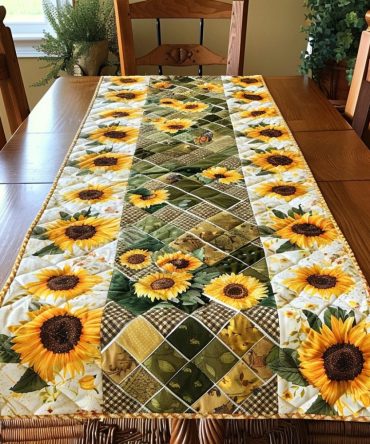 Enchanting Sunflowers Quilted Table Runner