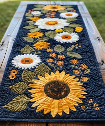 Enchanting Sunflowers Quilted Table Runner