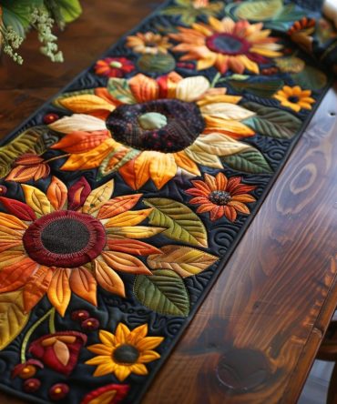 Enchanting Sunflowers Quilted Table Runner
