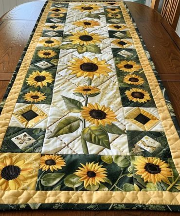 Endearing Sunflowers Quilted Table Runner
