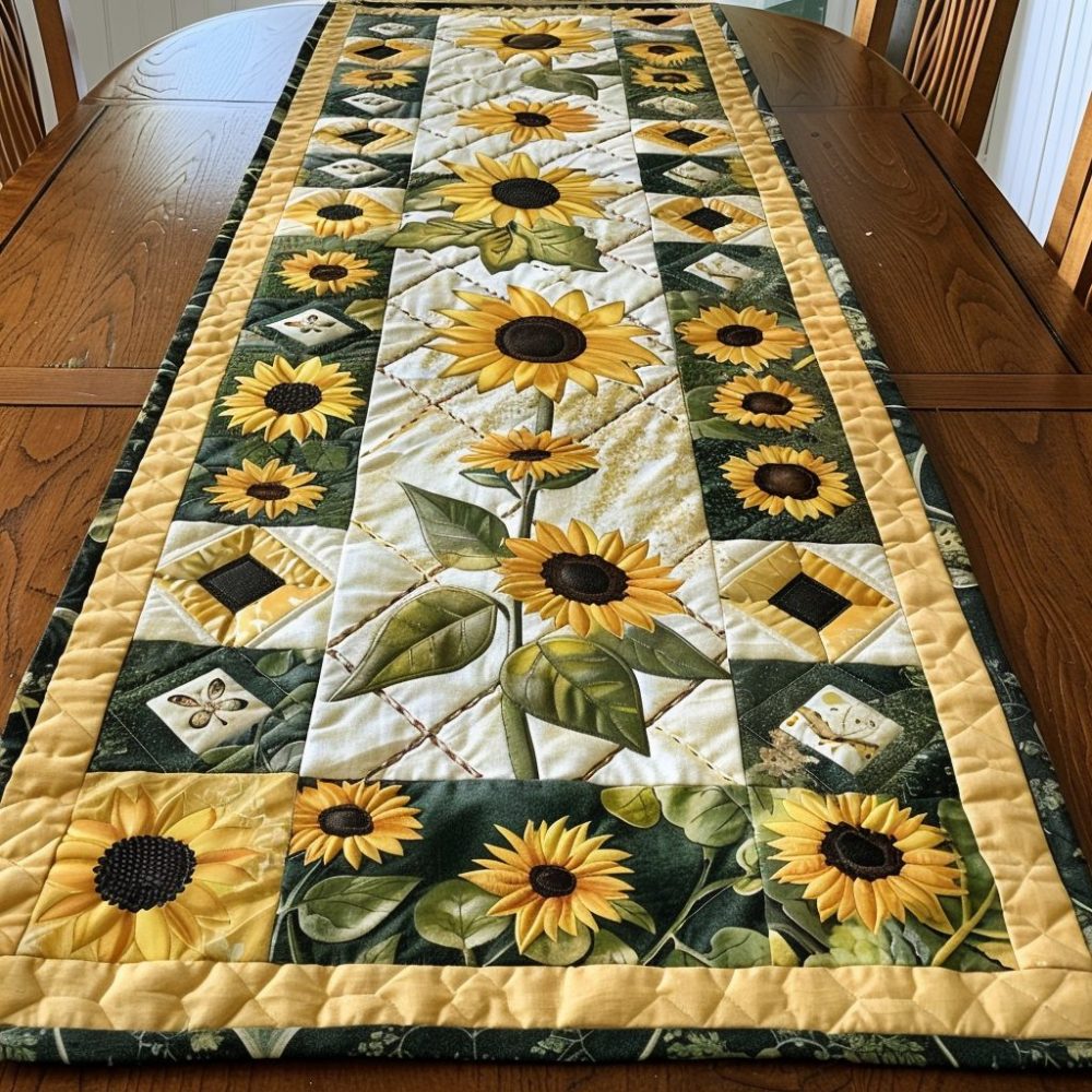 Endearing Sunflowers Quilted Table Runner