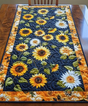 Endearing Sunflowers Quilted Table Runner