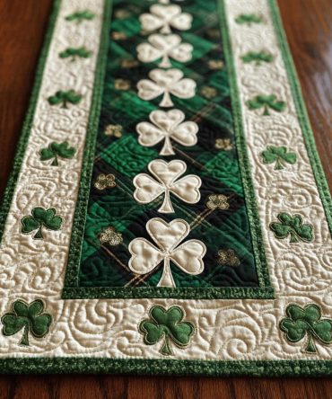 Eternal Shamrock Weave Quilted Table Runner