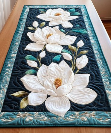 Ethereal Magnolia Quilted Table Runner