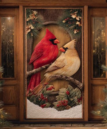 Evergreen Cardinal Watch Quilted Door Cover
