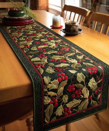 Evergreen Charm Quilted Table Runner