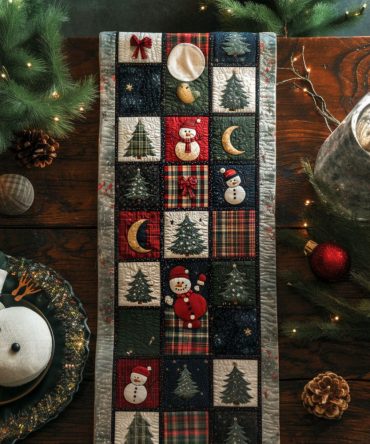 Evergreen Christmas Wishes Quilted Table Runner