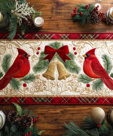 Evergreen Echo Quilted Table Runner