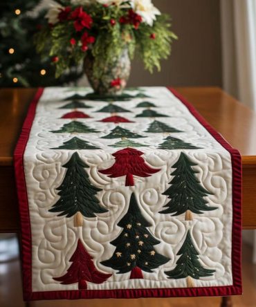 Evergreen Forest Quilted Table Runner