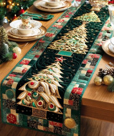 Evergreen Glow Quilted Table Runner