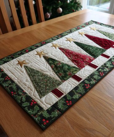 Evergreen Grace Quilted Table Runner