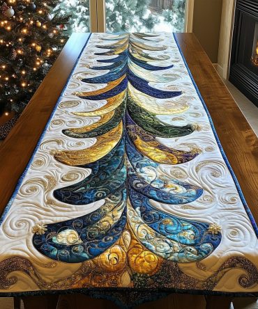 Evergreen Sparkle Quilted Table Runner