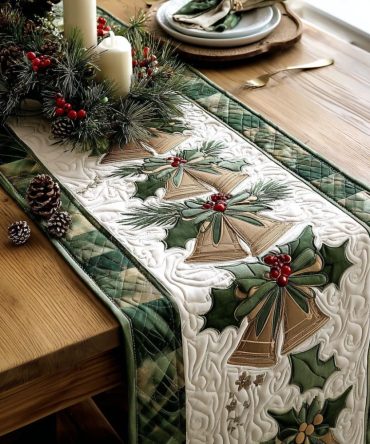 Evergreen Symphony Quilted Table Runner