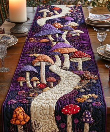 Fairy Shrooms Quilted Table Runner