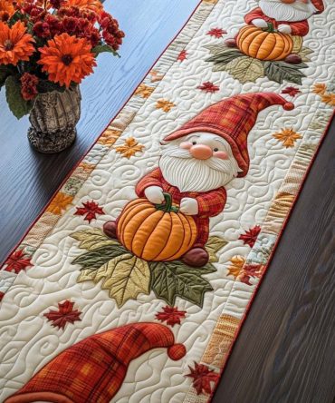 Fall Gnome Gathering Quilted Table Runner