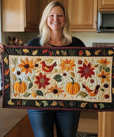 Fall Harvest Joy Quilted Table Runner