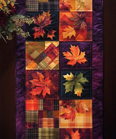Fall Leaf Delight Quilted Table Runner