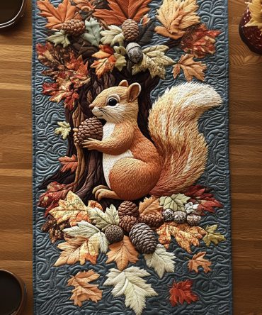 Fall Nut Gatherer Quilted Table Runner