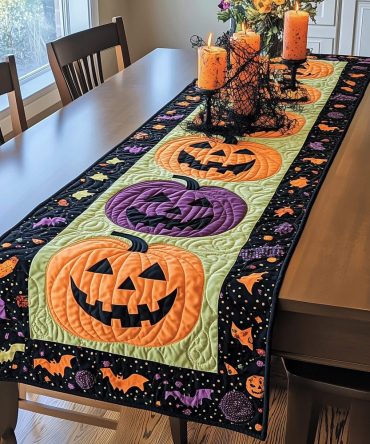 Fall Pumpkin Quilted Table Runner