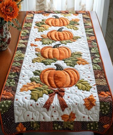 Fall Rustic Heart Quilted Table Runner