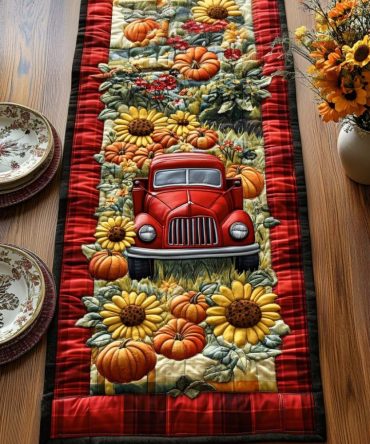 Fall Truck Quilted Table Runner