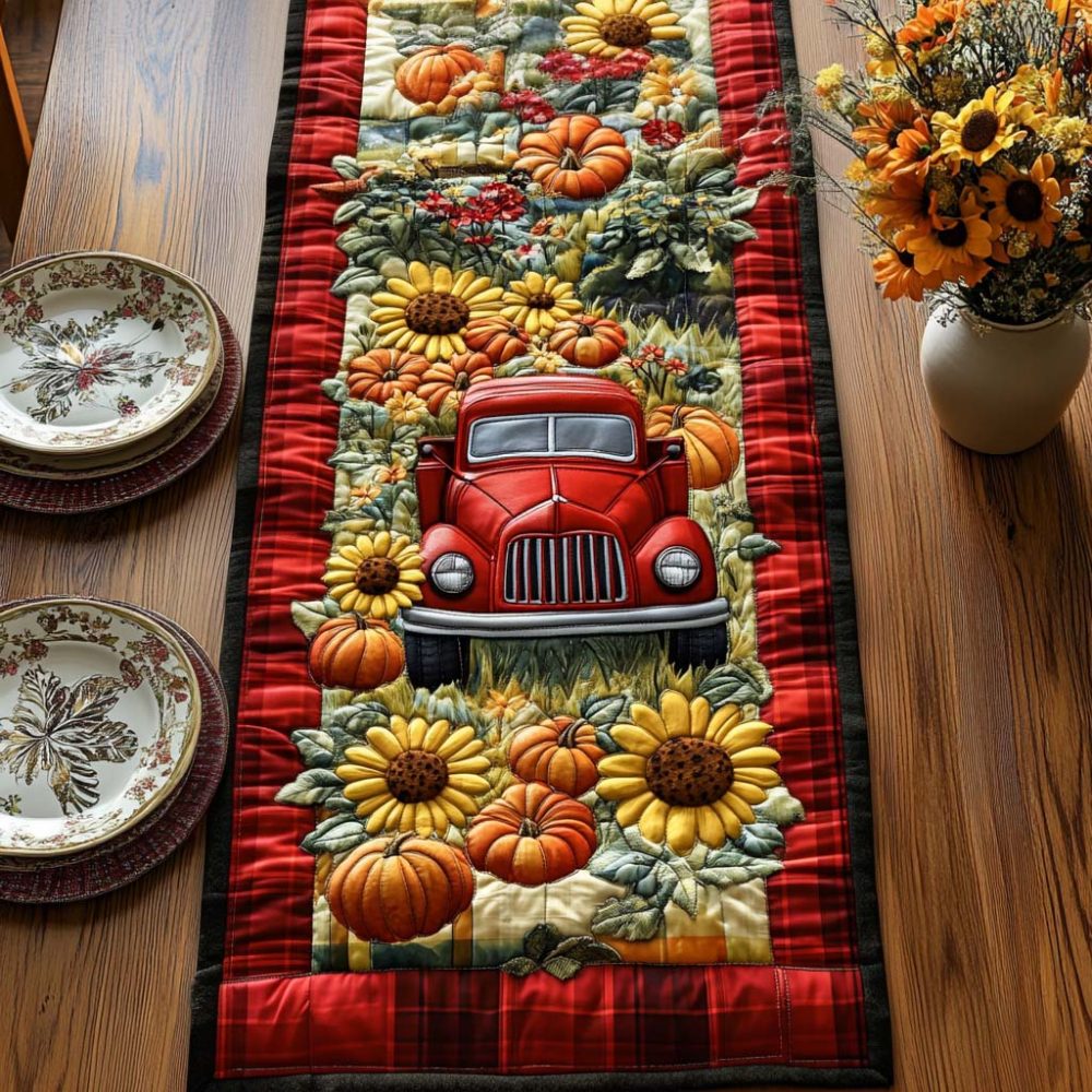 Fall Truck Quilted Table Runner