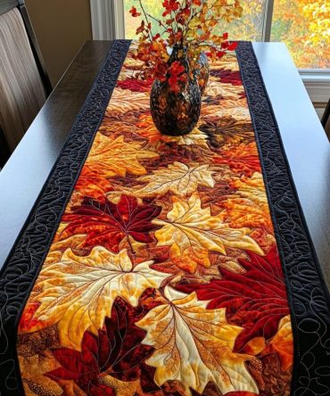 Falling Acorns Quilted Table Runner