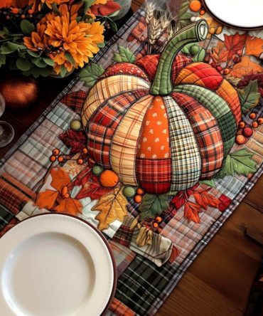 Falling Leaves Joy Quilted Table Runner