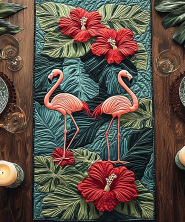 Fancy Flamingo Quilted Table Runner