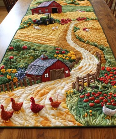 Farmyard Day Quilted Table Runner