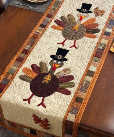 Feast Turkey Quilted Table Runner
