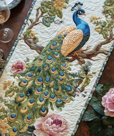 Feather Bloom Quilted Table Runner