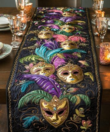 Feather Flourish Quilted Table Runner